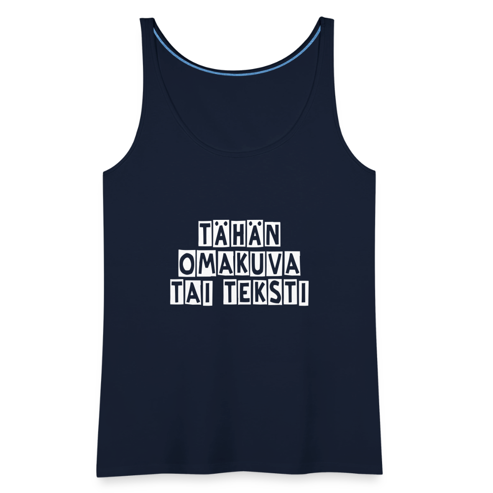Naisten premium hihaton toppi omalla kuvalla - navy