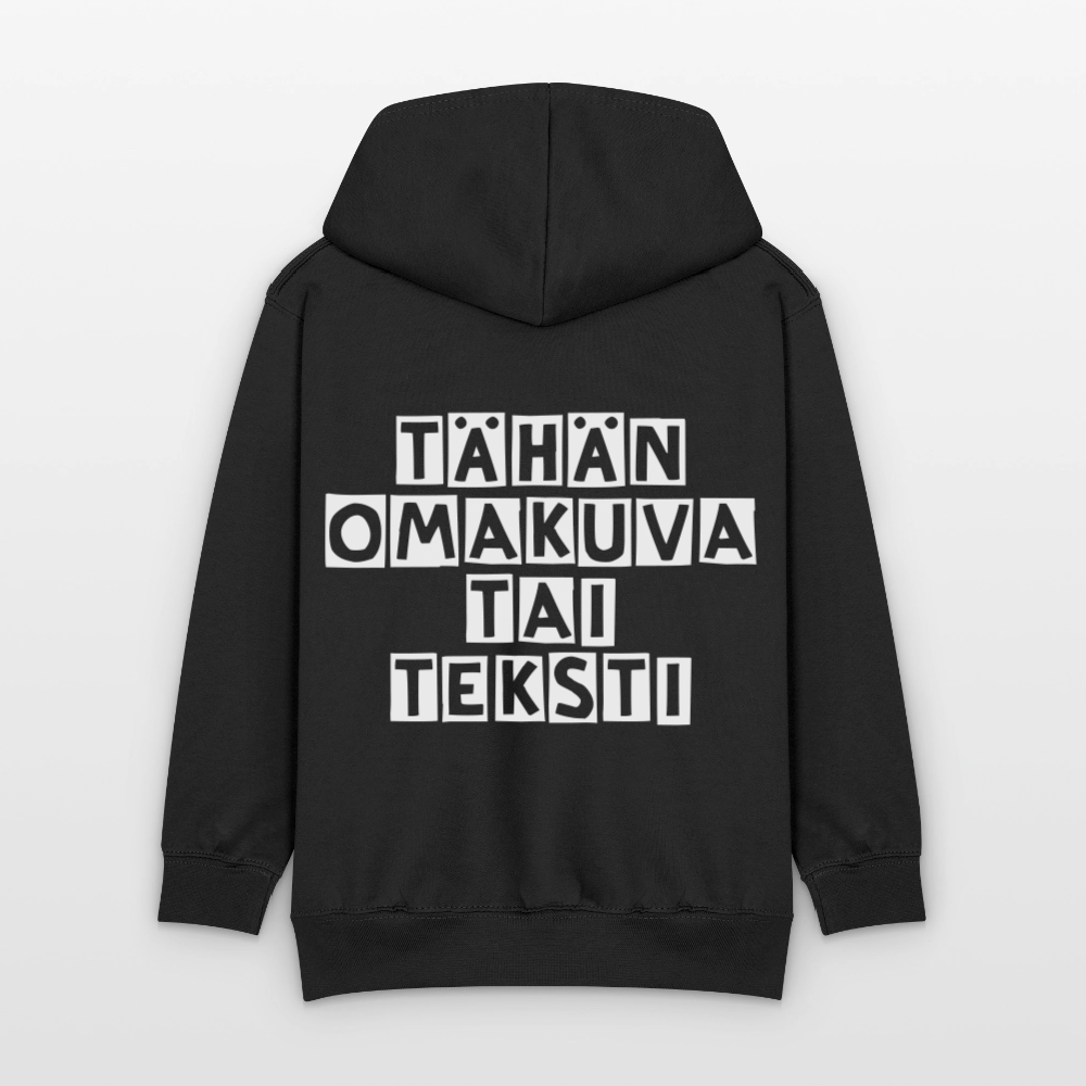 Lasten kontrastivärinen huppari omalla kuvalla - musta/punainen