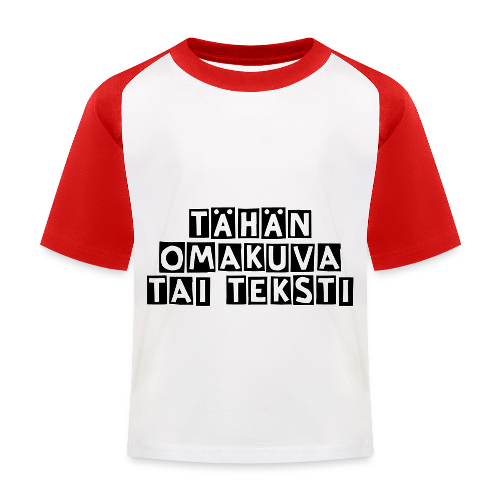 Lasten pesäpallo -t-paita omalla kuvalla - valkoinen/punainen