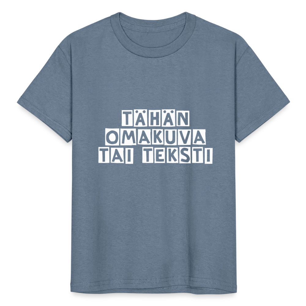Nuorten Heavy Cotton t-paita omalla kuvalla - siniharmaa