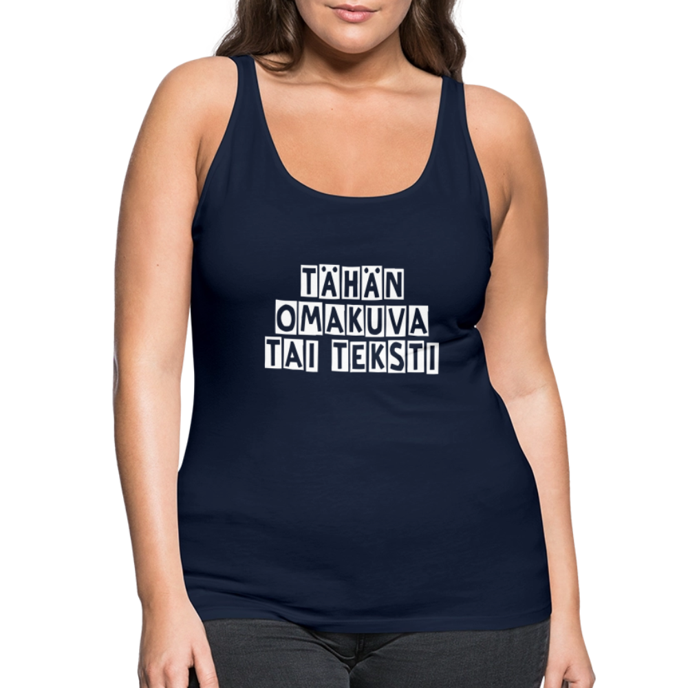 Naisten premium hihaton toppi omalla kuvalla - navy