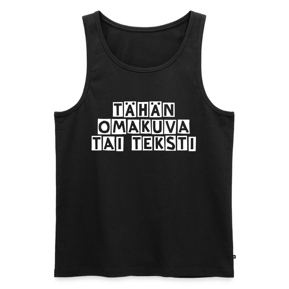 Miesten premium hihaton paita omalla kuvalla - musta