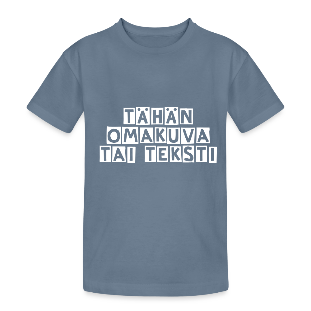 Nuorten Heavy Cotton t-paita omalla kuvalla - siniharmaa
