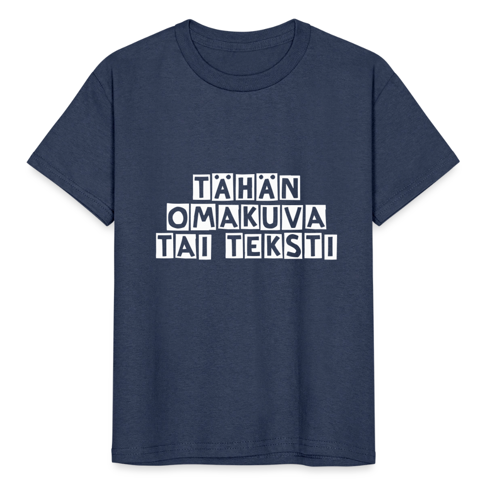 Nuorten Heavy Cotton t-paita omalla kuvalla - navy
