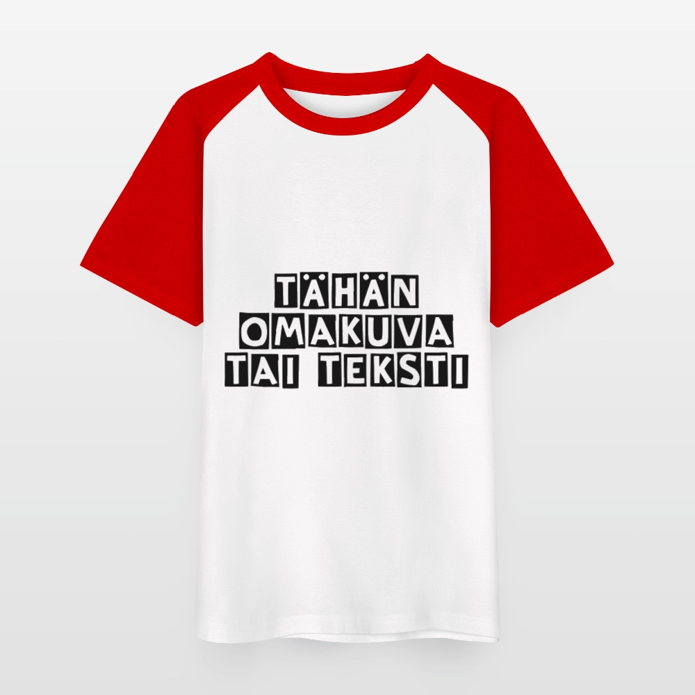 Lasten pesäpallo -t-paita omalla kuvalla - valkoinen/punainen