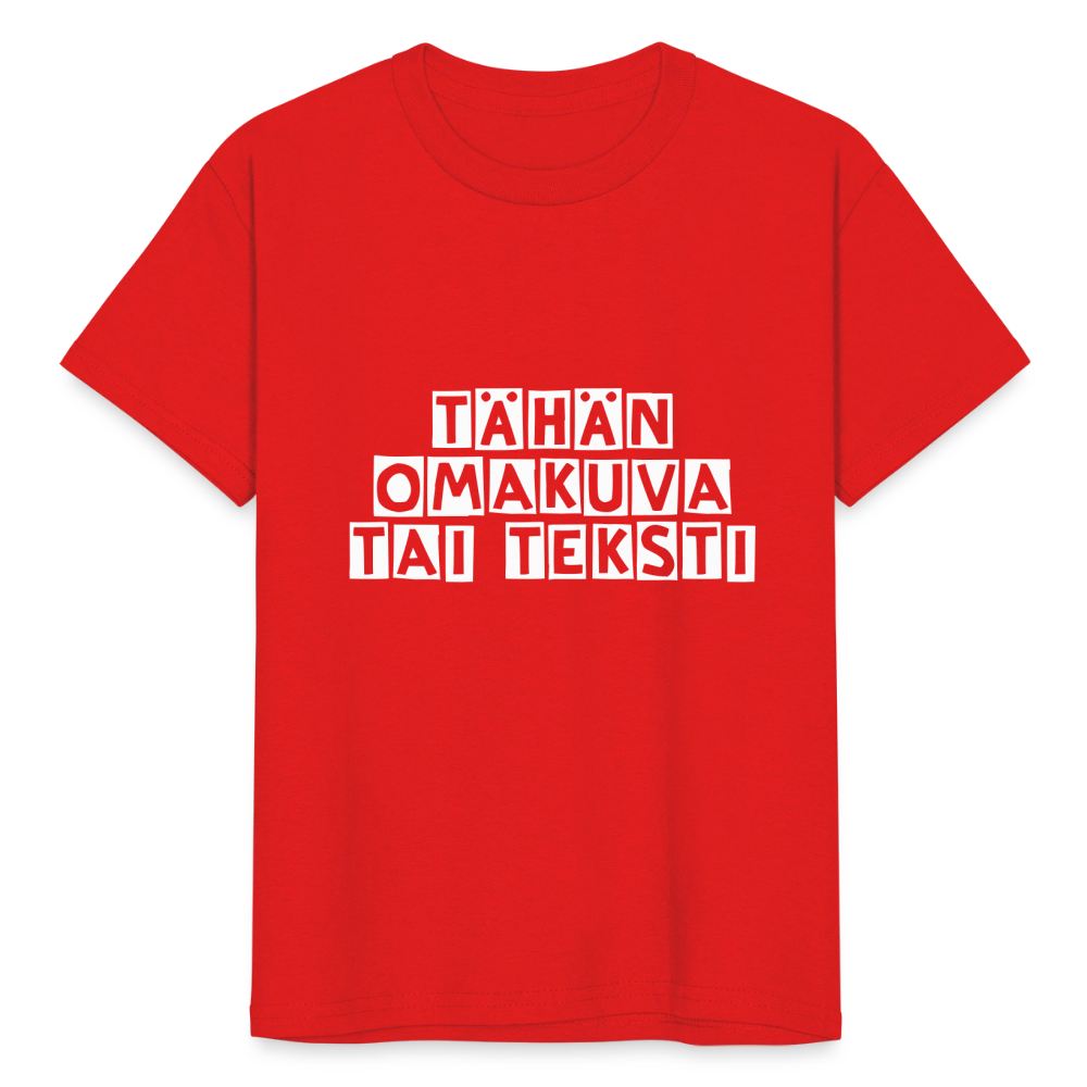 Nuorten Heavy Cotton t-paita omalla kuvalla - punainen