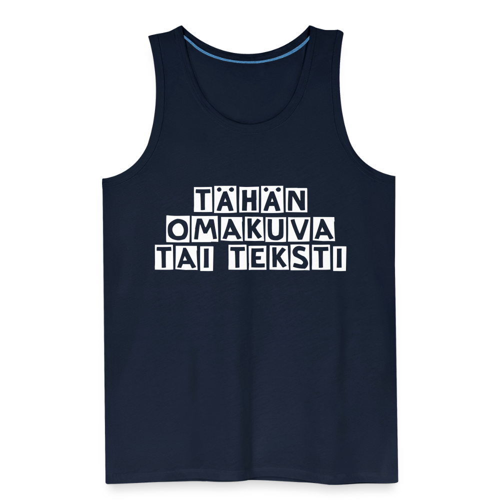Miesten premium hihaton paita omalla kuvalla - navy