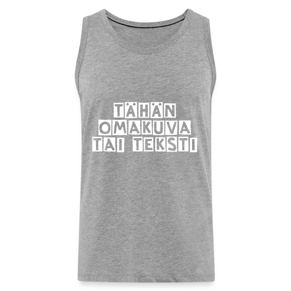 Miesten premium hihaton paita omalla kuvalla - harmaasävyinen