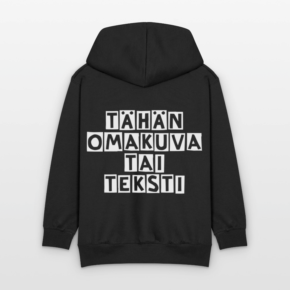 Lasten kontrastivärinen huppari omalla kuvalla - musta/kulta