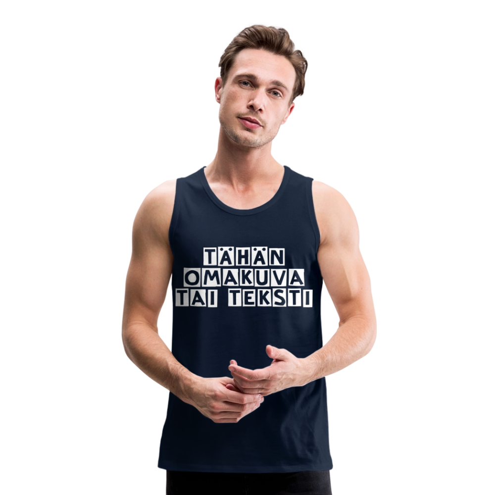 Miesten premium hihaton paita omalla kuvalla - navy