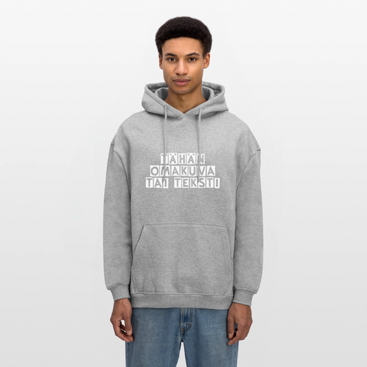 Unisex oversize huppari omalla kuvalla - harmaasävyinen
