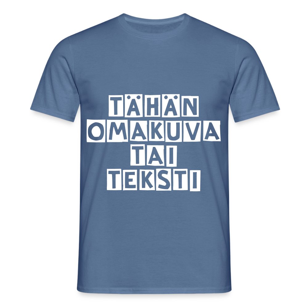 Miesten t-paita omalla kuvalla - kyyhkynsininen 