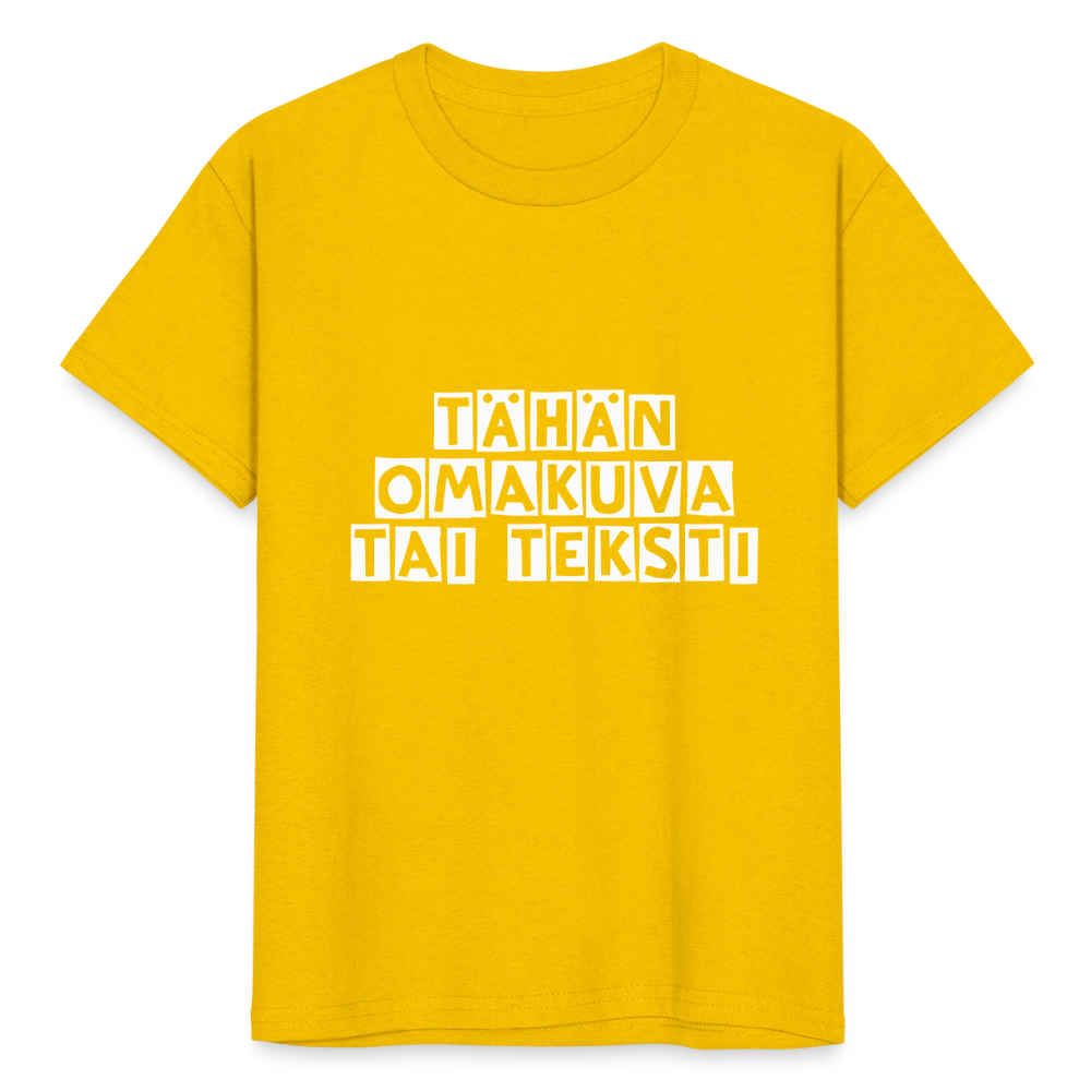 Nuorten Heavy Cotton t-paita omalla kuvalla - kananmunan keltainen