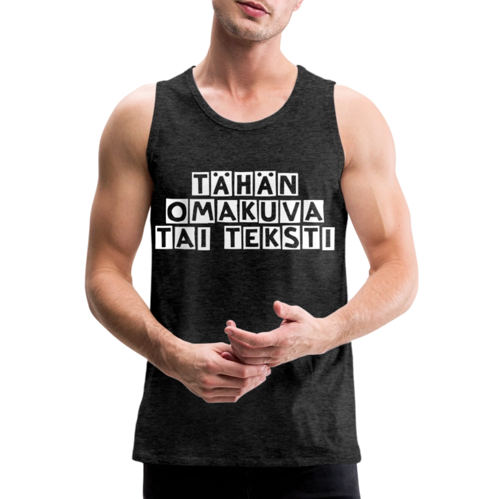 Miesten premium hihaton paita omalla kuvalla - hiilenharmaa