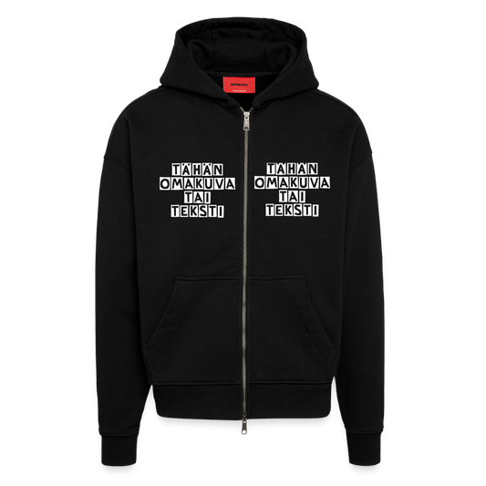 Heavyweight Oversized Organic hupparitakki omalla kuvalla. Made in EU - SOLID BLACK