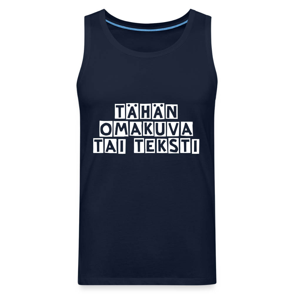 Miesten premium hihaton paita omalla kuvalla - navy