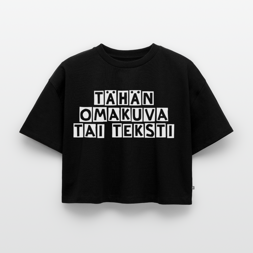 Naisten Oversized luomu lyhyt t-paita omalla kuvalla - musta