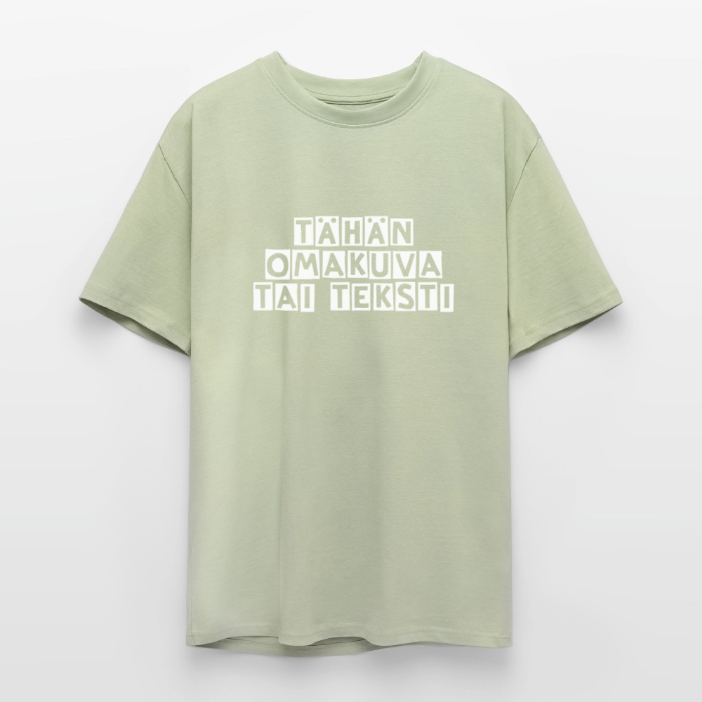Paksu Oversized T-paita omalla kuvalla - vaalean salvianvihreä 