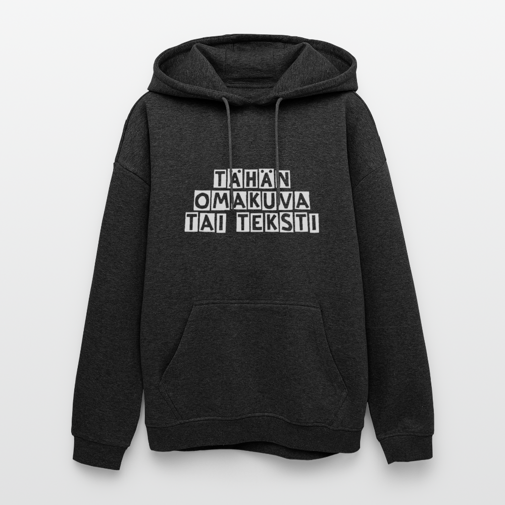 Unisex oversize huppari omalla kuvalla - hiilenharmaa