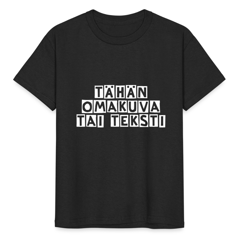 Nuorten Heavy Cotton t-paita omalla kuvalla - musta