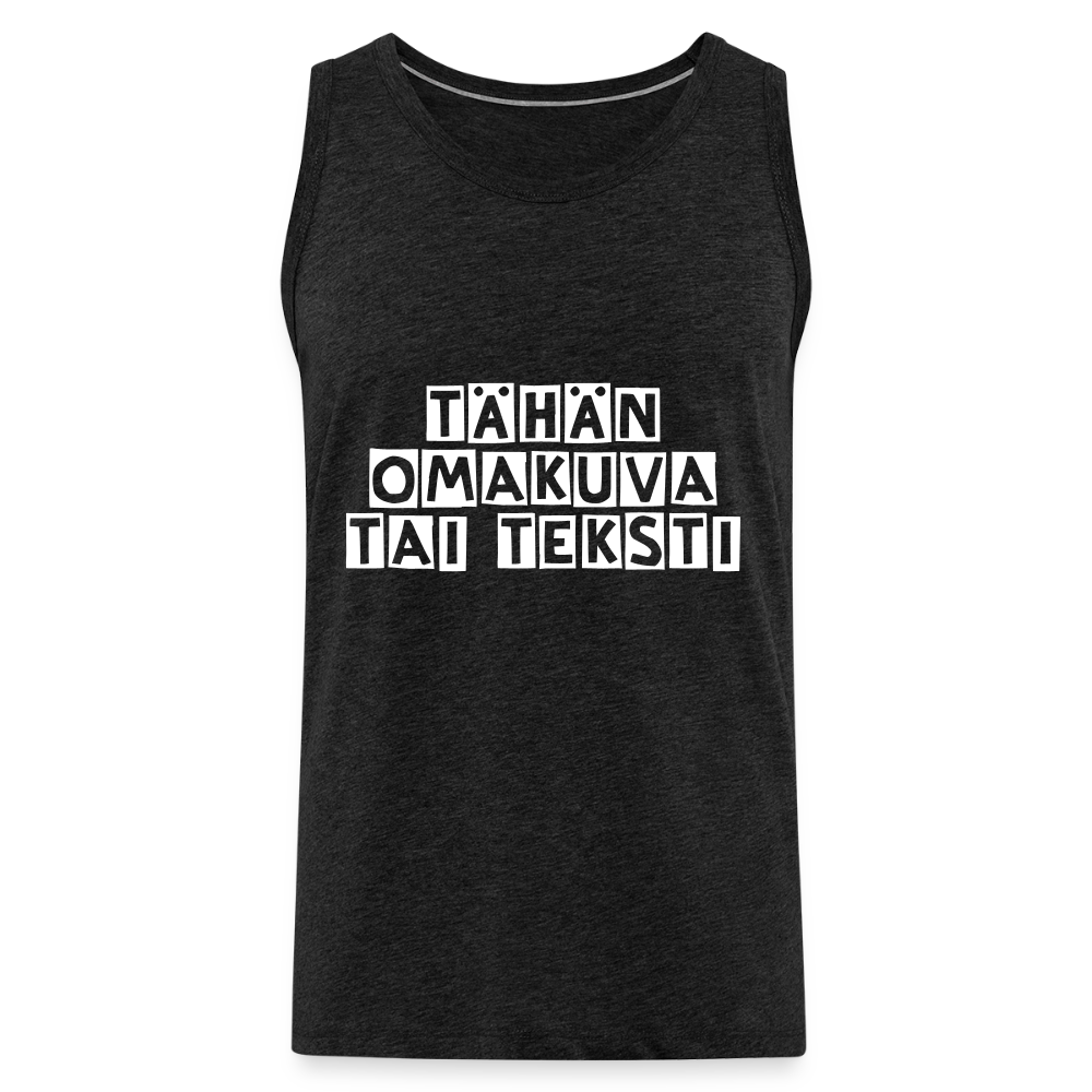 Miesten premium hihaton paita omalla kuvalla - hiilenharmaa
